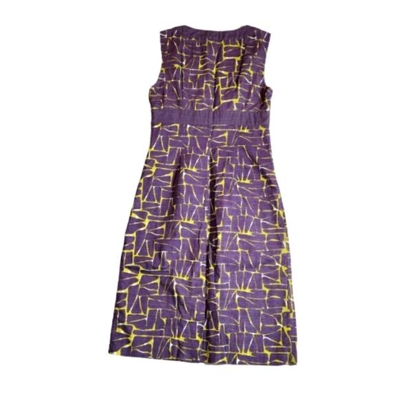 Boden Geometric Cotton V Neck Sheath Dress  Purple and Green - Picture 4 of 13